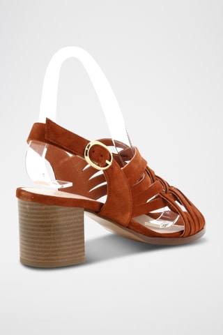 Sandales à talons en cuir de chèvre nubuck Paolina - Camel