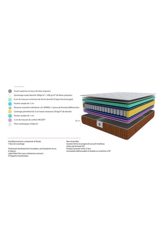 Matelas à mémoire de forme Amboise - Epaisseur 28 cm - Ferme