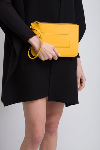 Pochette en cuir d'agneau New Peyton - Jaune