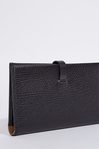 Portefeuille en cuir de veau Ellie - Noir