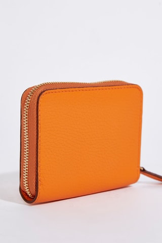 Portefeuille en cuir de veau Zip Wallet - Orange