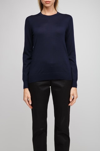 Pull en laine mérinos Lea - Bleu marine