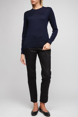 Pull en laine mérinos Lea - Bleu marine