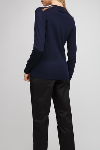 Pull en laine mérinos Lea - Bleu marine