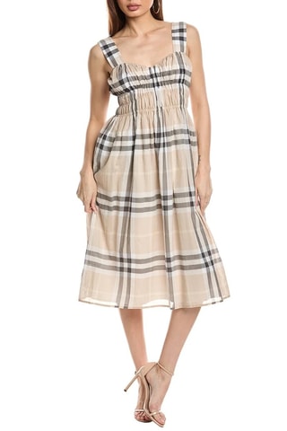 Robe midi sans manches Delilah Chk - Beige