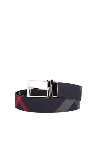 Ceinture réversible Louis35 Reversible Check - Bleu marine et gris clair