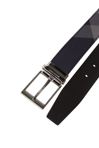 Ceinture réversible Louis35 Reversible Check - Bleu marine et gris clair