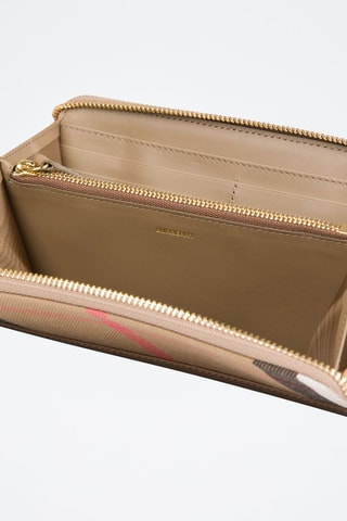 Compagnon en cuir Lg Zip Around  - Beige