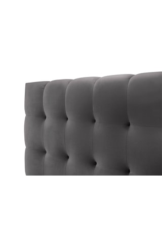 Lit-coffre avec tête de lit Bali - Gris - Toucher velours