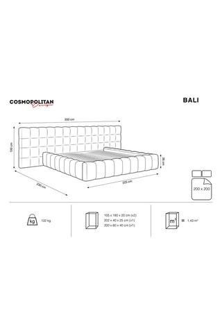 Lit-coffre avec tête de lit Bali - Gris - Toucher velours