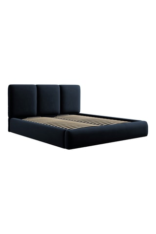 Lit-coffre Nicolas - Bleu foncé - Toucher velours