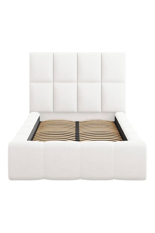 Lit-coffre avec tête de lit Isa - Blanc - Tissu