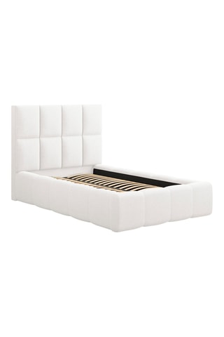 Lit-coffre avec tête de lit Isa - Blanc - Tissu