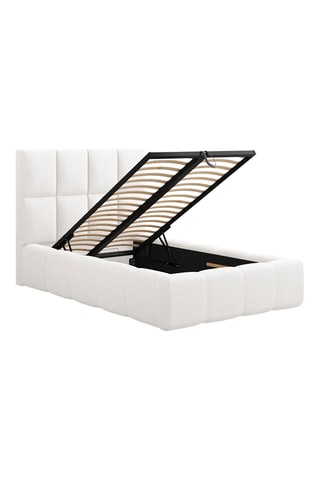 Lit-coffre avec tête de lit Isa - Blanc - Tissu