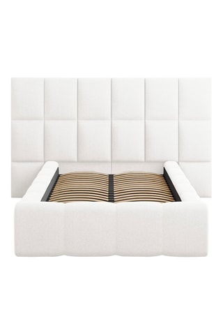 Lit-coffre avec tête de lit Isa - Blanc - Tissu