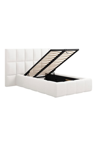 Lit-coffre avec tête de lit Isa - Blanc - Tissu