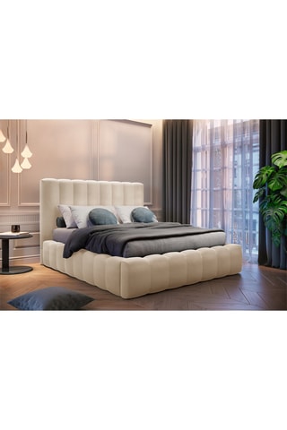 Lit-coffre Gina - Beige - Toucher velours