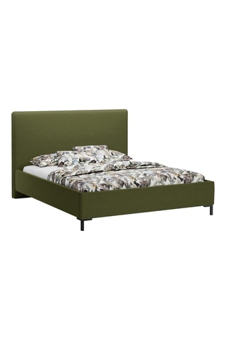 Lit-coffre avec sommier Polly - Vert olive - Tissu bouclette