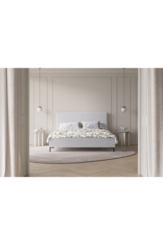 Lit-coffre avec sommier Polly - Gris clair - Tissu