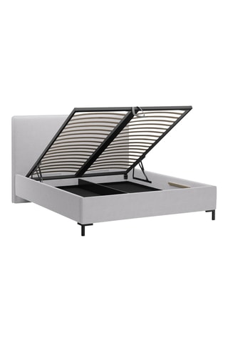 Lit-coffre avec sommier Polly - Gris clair - Tissu