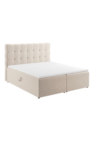 Lit-coffre avec sommier Bali - Beige - Toucher velours