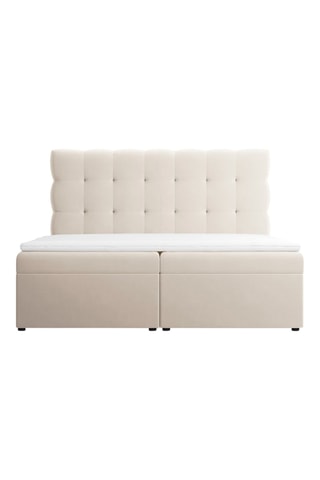 Lit-coffre avec sommier Bali - Beige - Toucher velours