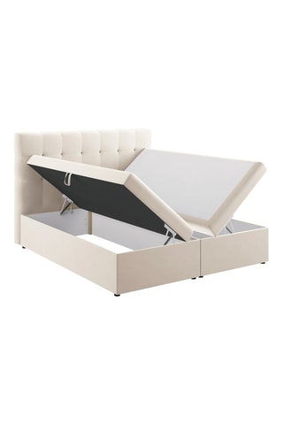 Lit-coffre avec sommier Bali - Beige - Toucher velours