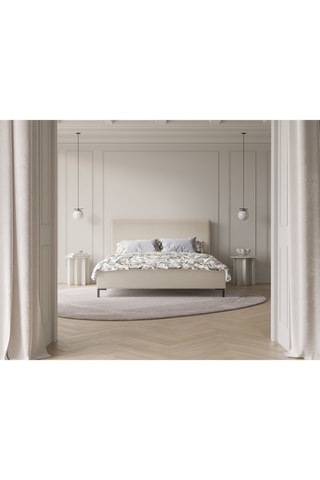 Lit-coffre avec sommier Polly - Beige - Tissu structurel