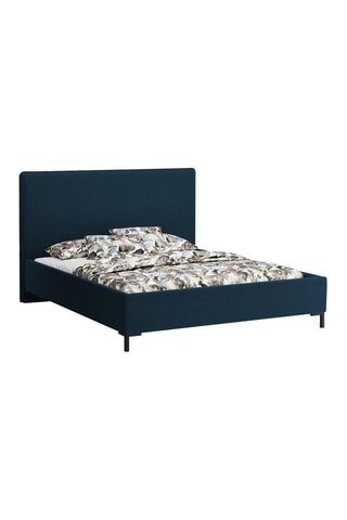 Lit-coffre avec sommier Polly - Bleu marine - Tissu chenille