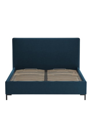 Lit-coffre avec sommier Polly - Bleu marine - Tissu