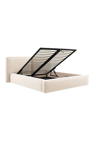 Lit-coffre avec sommier Arendal - Beige - Toucher velours