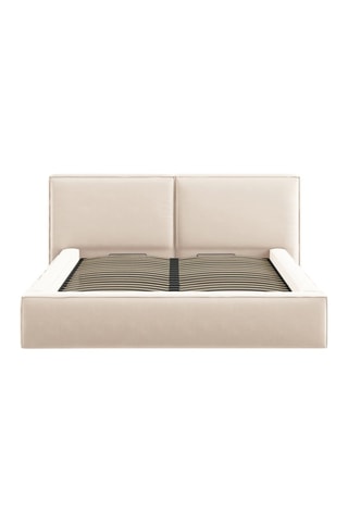 Lit-coffre avec sommier Arendal - Beige - Toucher velours