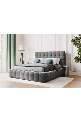 Lit-coffre Bali - Gris - Toucher velours