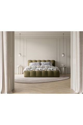 Lit-coffre avec sommier en bois Cameron - Tissu structurel