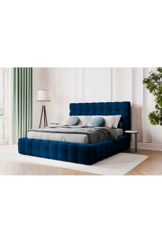 Lit-coffre Bali - Bleu roi - Toucher velours