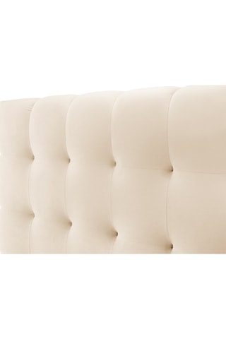 Lit-coffre avec tête de lit Bali - Beige clair - Toucher velours