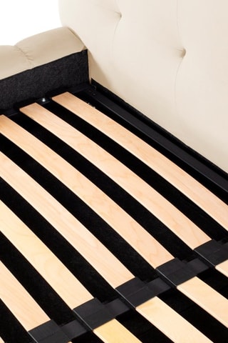 Lit-coffre avec tête de lit Bali - Beige clair - Toucher velours