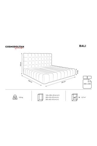 Lit-coffre avec tête de lit Bali - Beige clair - Toucher velours