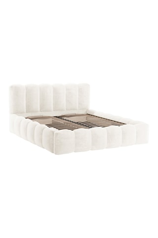Lit-coffre avec sommier Cameron - Beige - Tissu chenille