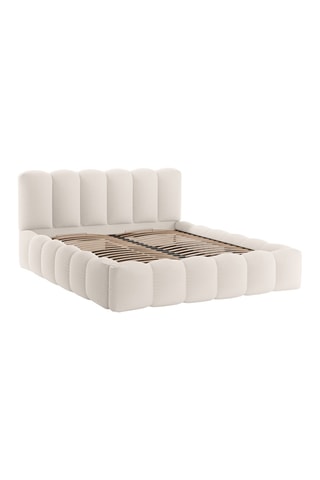 Lit-coffre avec sommier Cameron - Beige - Tissu chenille