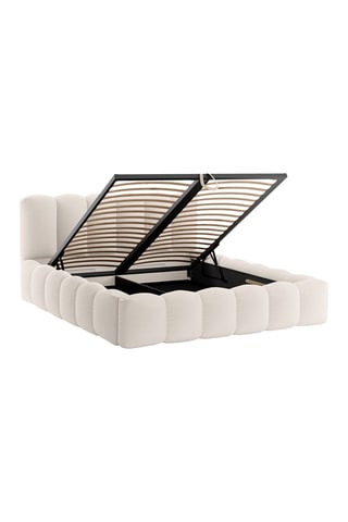 Lit-coffre avec sommier Cameron - Beige - Tissu chenille