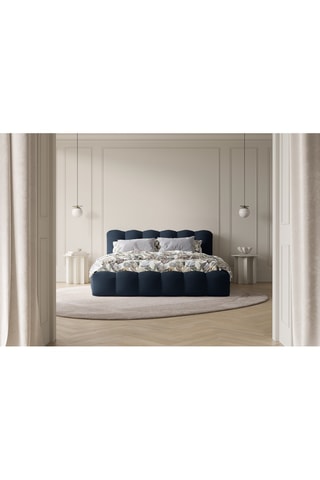 Lit-coffre avec sommier Cameron - Bleu roi - Tissu chenille