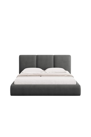 Lit-coffre avec sommier Nicolas - Gris - Tissu chenille