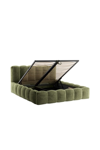 Lit-coffre avec sommier Cameron - Vert olive - Tissu chenille