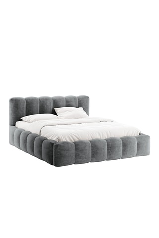 Lit-coffre avec sommier Cameron - Gris - Tissu chenille