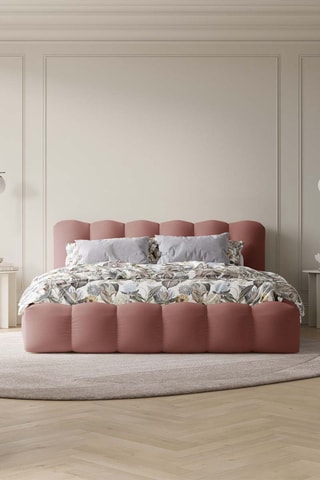 Lit-coffre avec sommier Cameron - Rose foncé - Tissu structurel