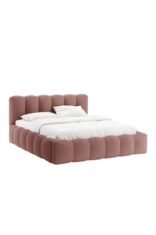 Lit-coffre avec sommier Cameron - Rose foncé - Tissu structurel