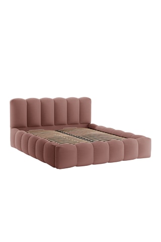 Lit-coffre avec sommier Cameron - Rose foncé - Tissu structurel