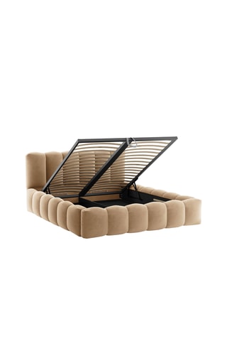 Lit-coffre avec sommier Cameron - Beige - Toucher velours