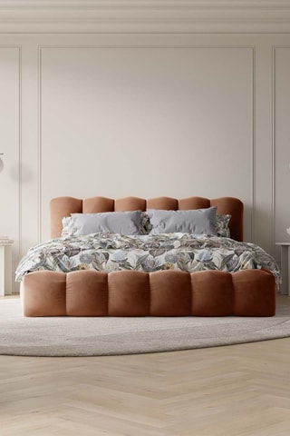 Lit-coffre avec sommier Cameron - Marron - Toucher velours